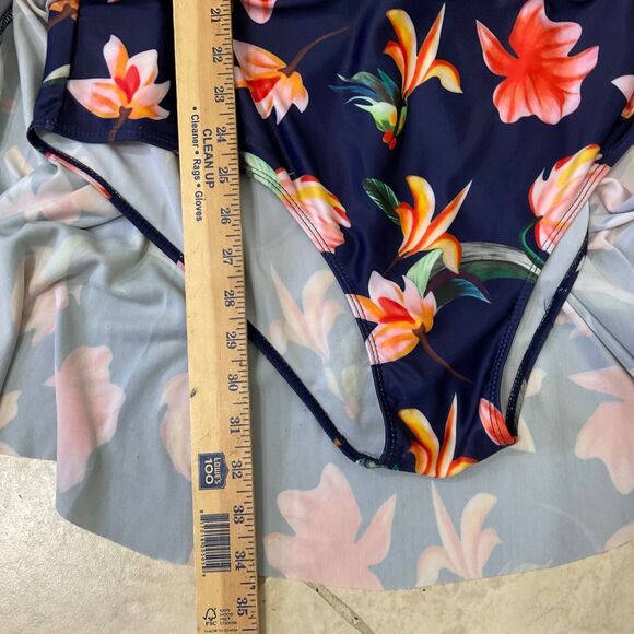 Esprlia Bathing Suit 1 Pc Plus Size 2XL Soft Cup Full Skirt Cut Out Floral Print - Picture 10 of 15